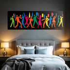 PopArt Bunte Tanzende Figuren Auf Schwarzem Hintergrund
