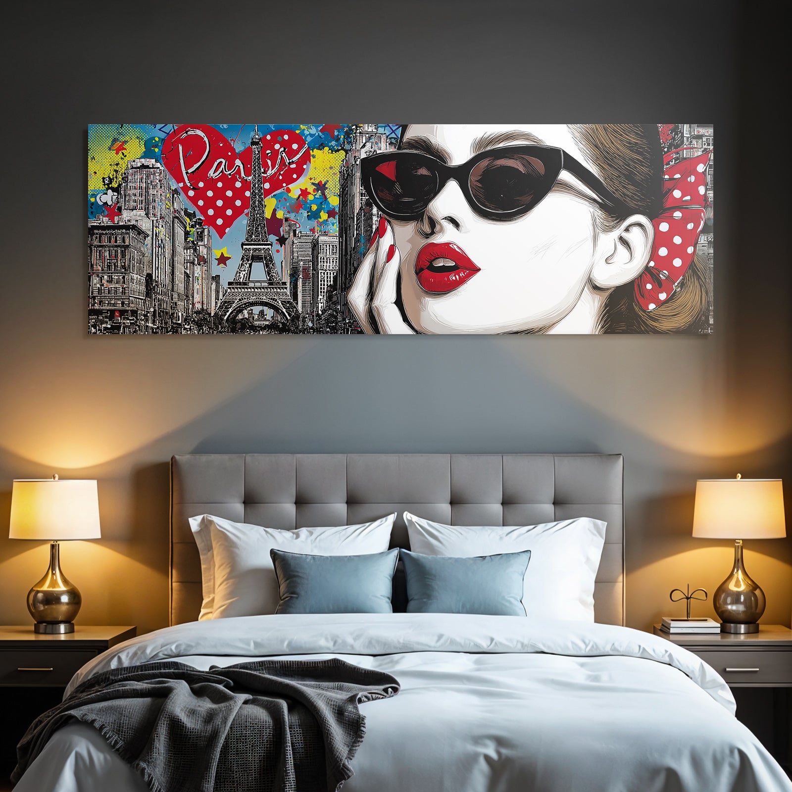 PopArt Chic Pariser Kunstwerk Frau Mit Sonnenbrille Eiffelturm