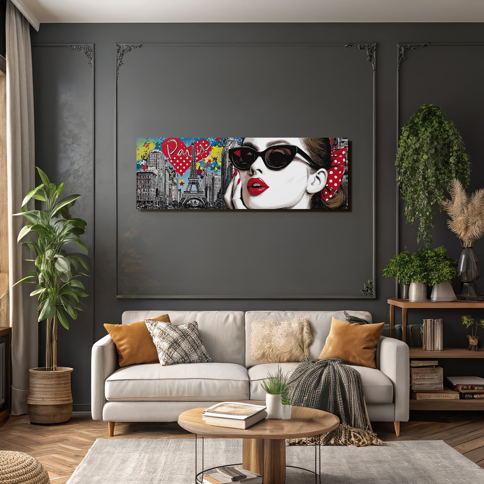 PopArt Chic Pariser Kunstwerk Frau Mit Sonnenbrille Eiffelturm