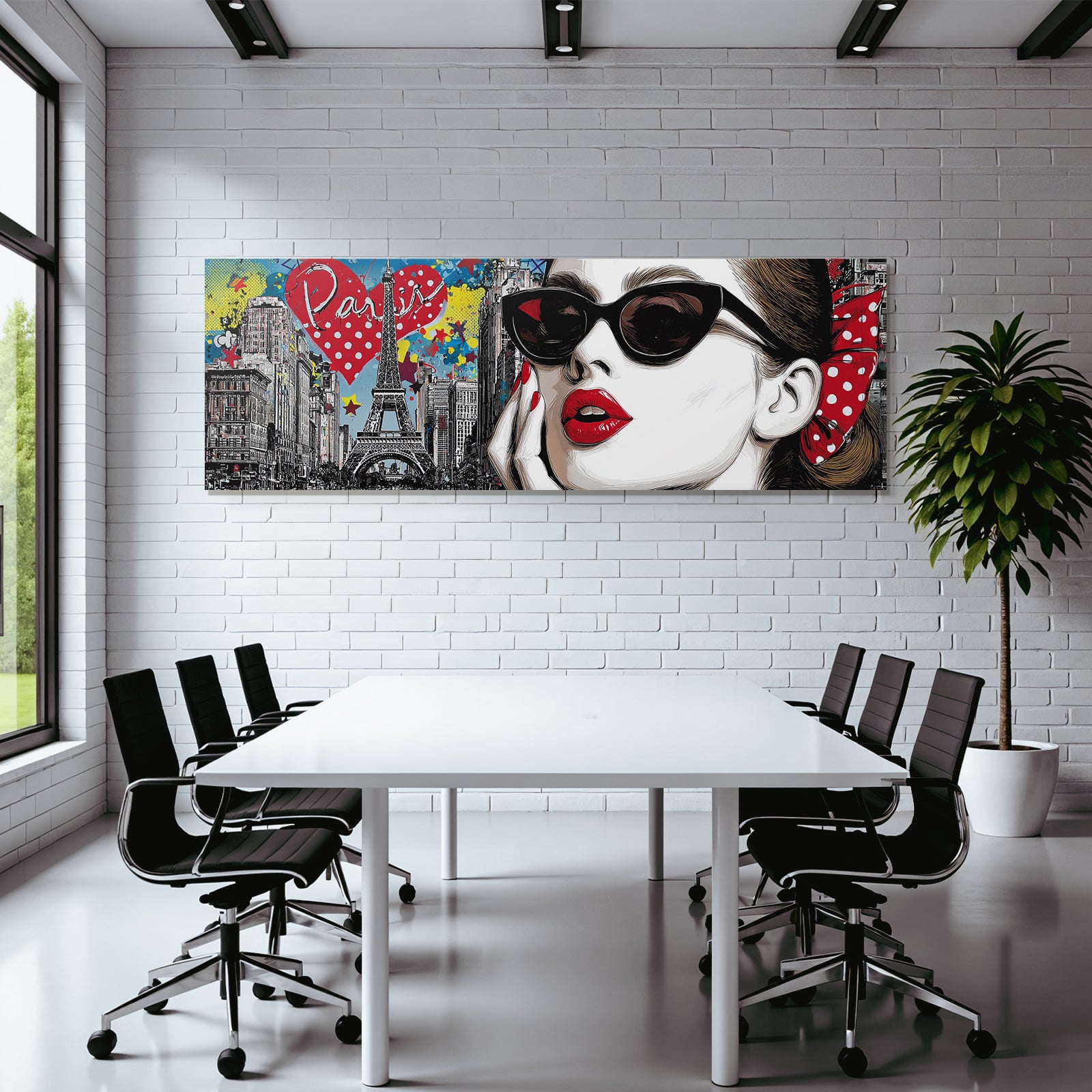 PopArt Chic Pariser Kunstwerk Frau Mit Sonnenbrille Eiffelturm