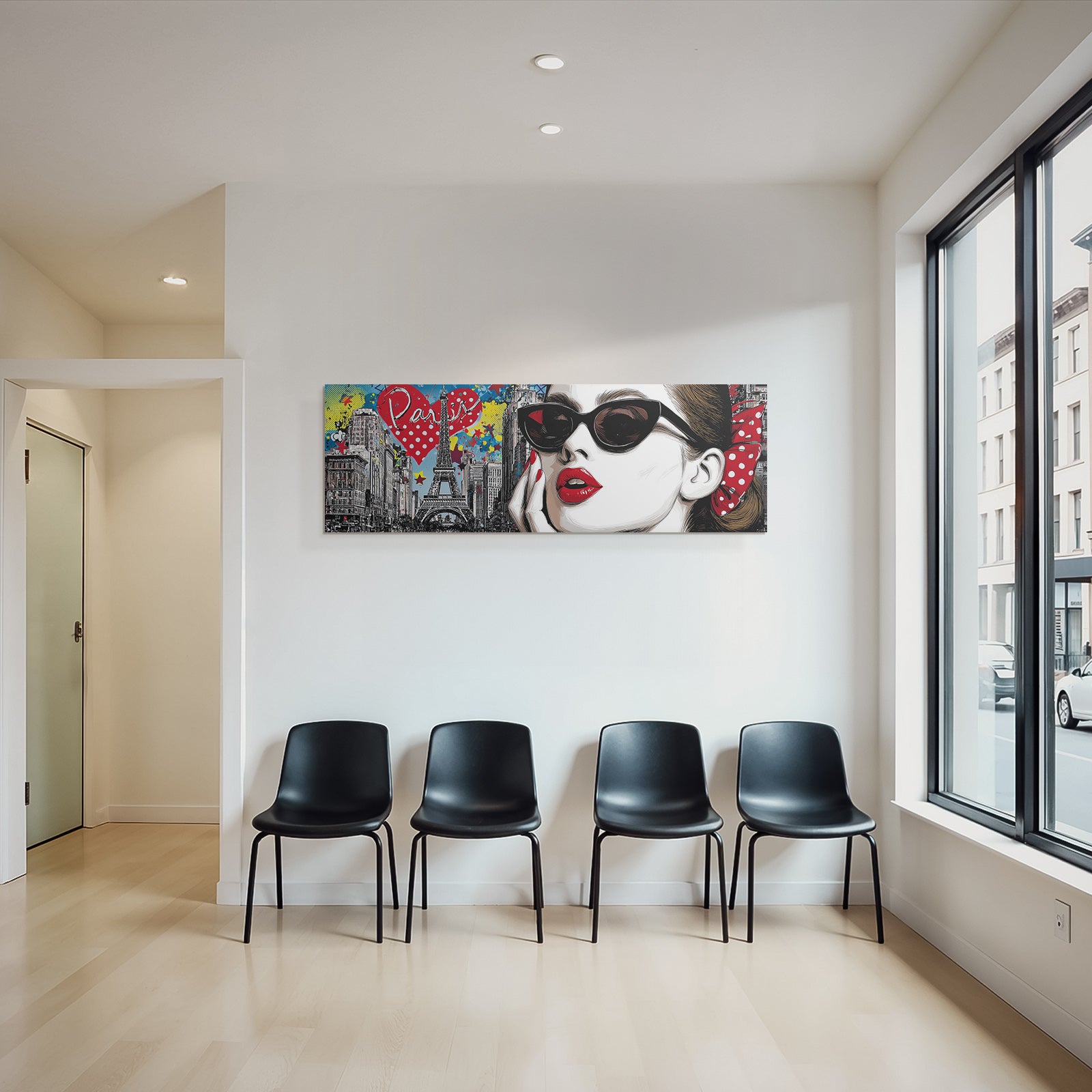 PopArt Chic Pariser Kunstwerk Frau Mit Sonnenbrille Eiffelturm