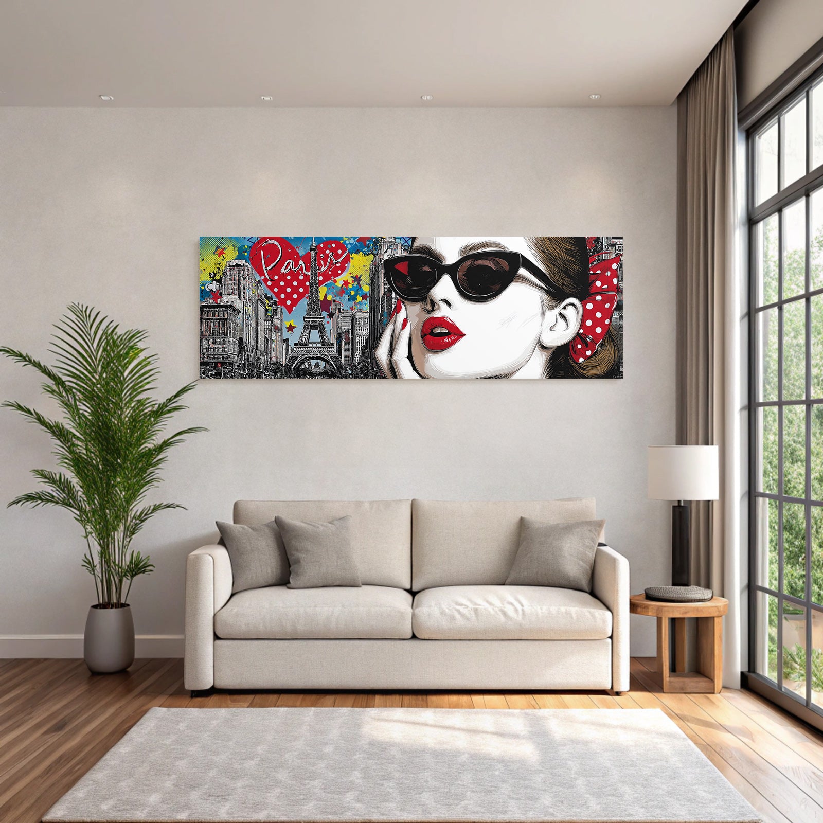 PopArt Chic Pariser Kunstwerk Frau Mit Sonnenbrille Eiffelturm