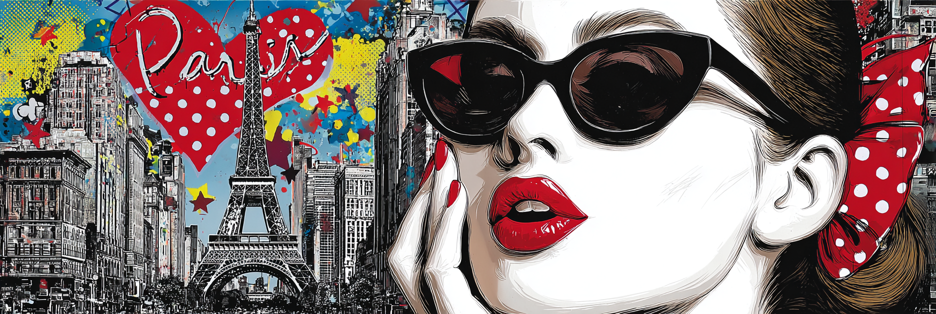 PopArt Chic Pariser Kunstwerk Frau Mit Sonnenbrille Eiffelturm | Pop Art | Stilrichtungen
