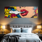 PopArt Comicbuchstil Farbenfrohe Frau Lippen Und Sprechblaseneffekt