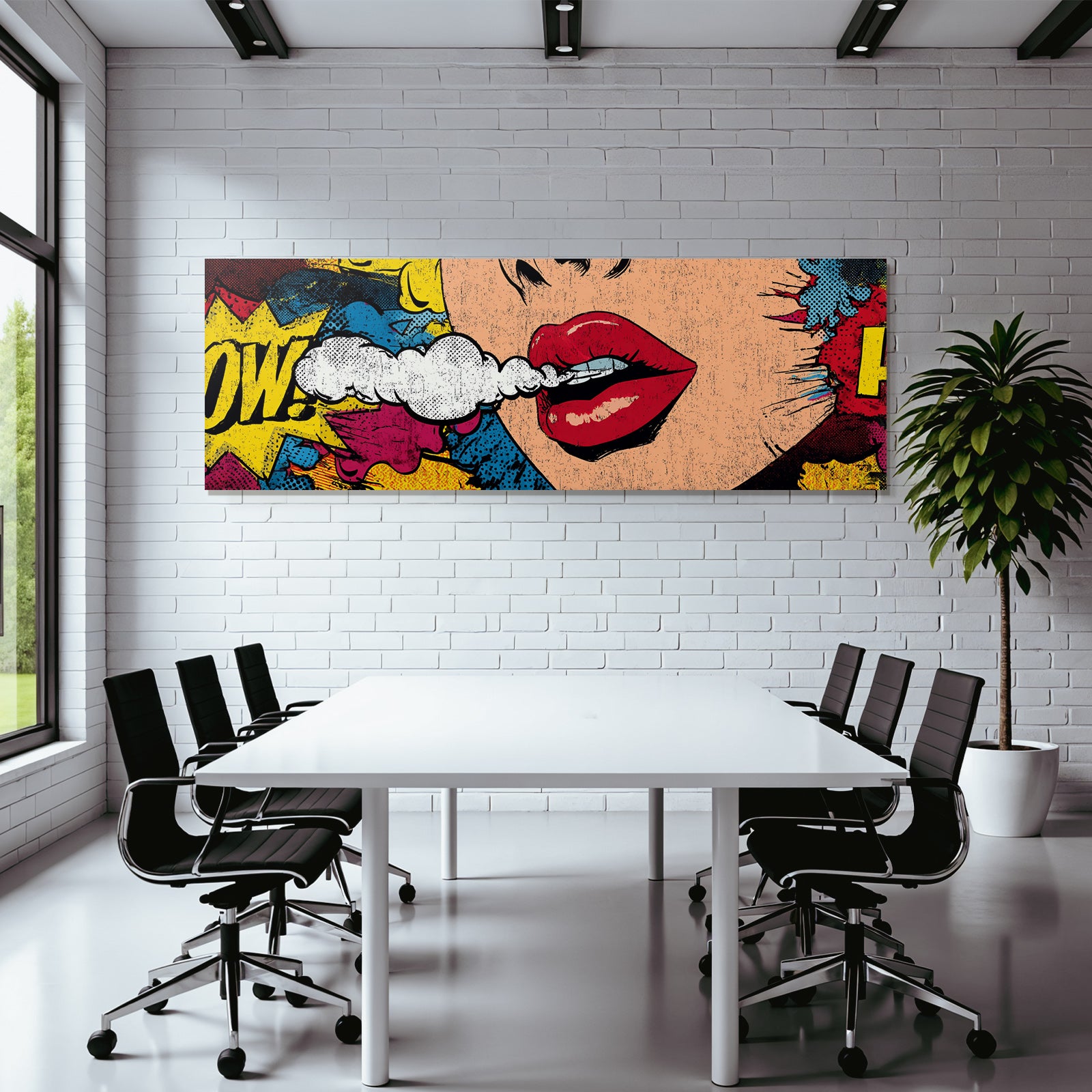 PopArt Comicbuchstil Farbenfrohe Frau Lippen Und Sprechblaseneffekt
