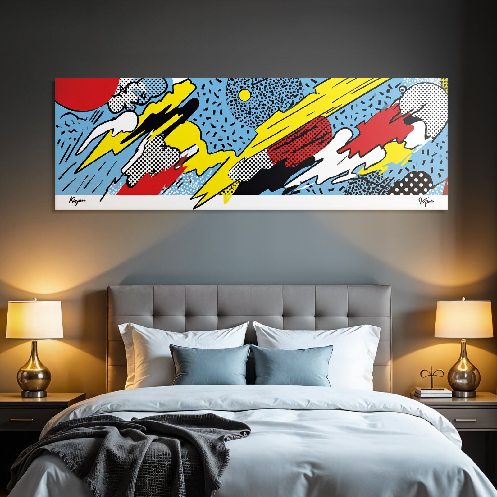 PopArt Farbenfrohes Abstraktes Kunstwerk Mit Elementen