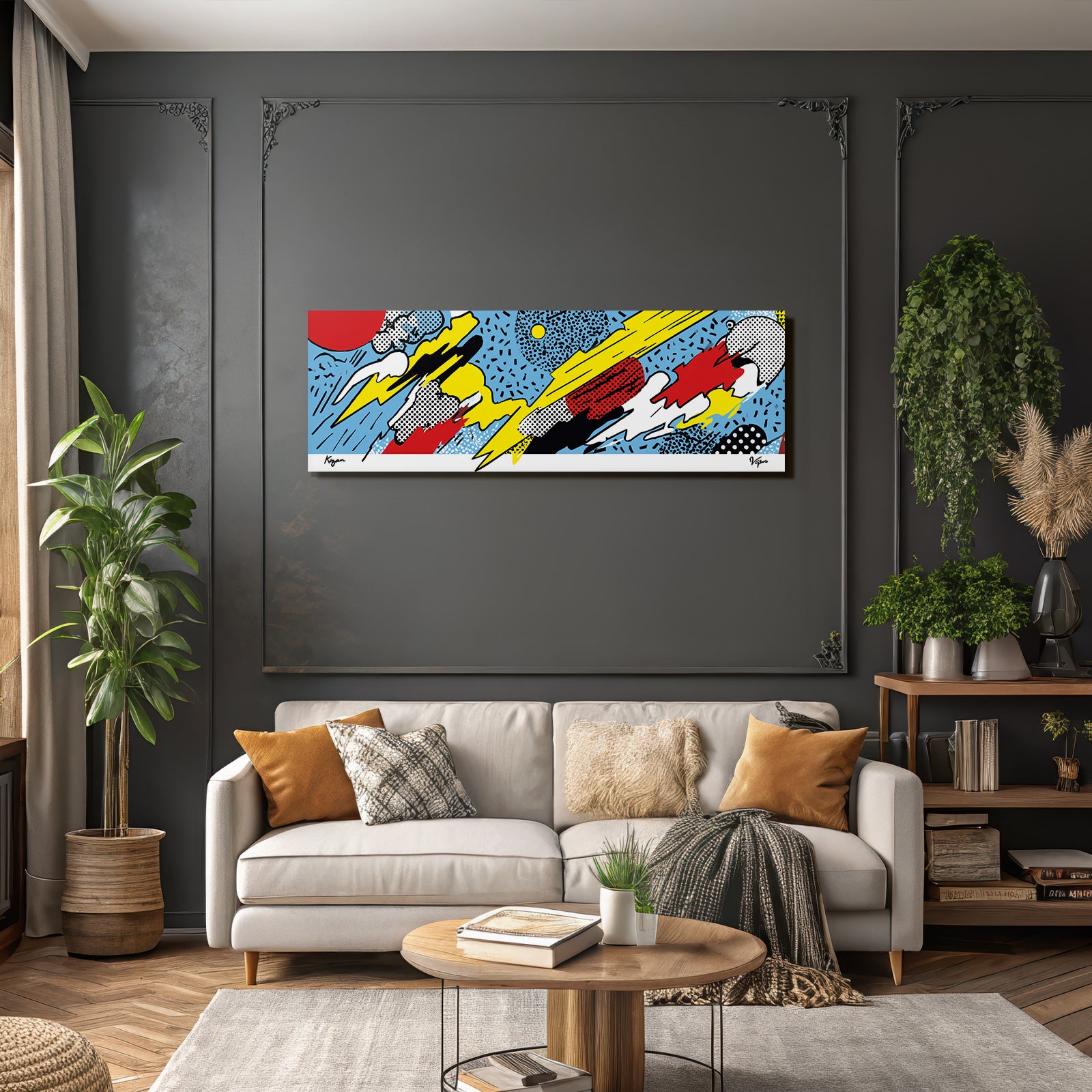 PopArt Farbenfrohes Abstraktes Kunstwerk Mit Elementen