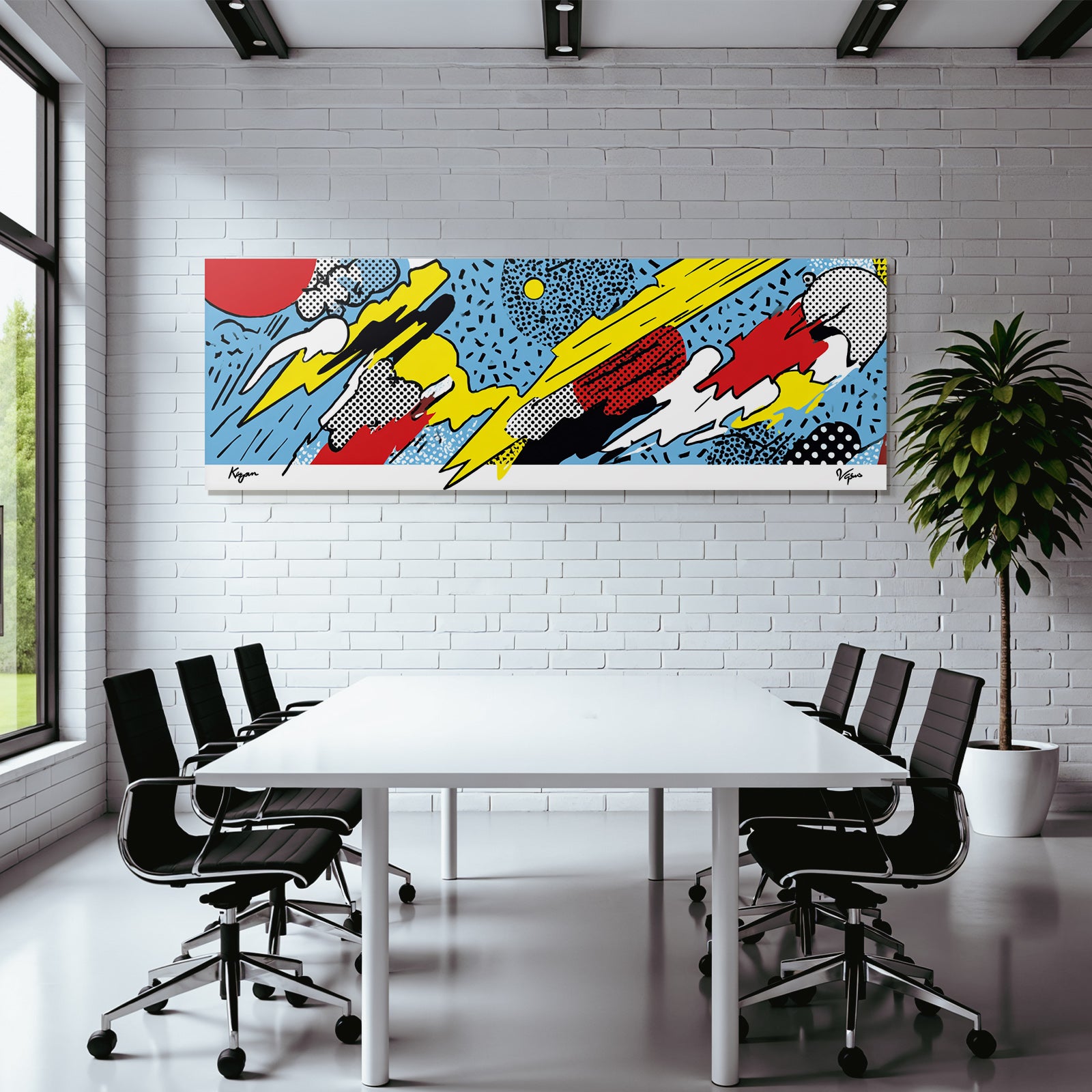 PopArt Farbenfrohes Abstraktes Kunstwerk Mit Elementen