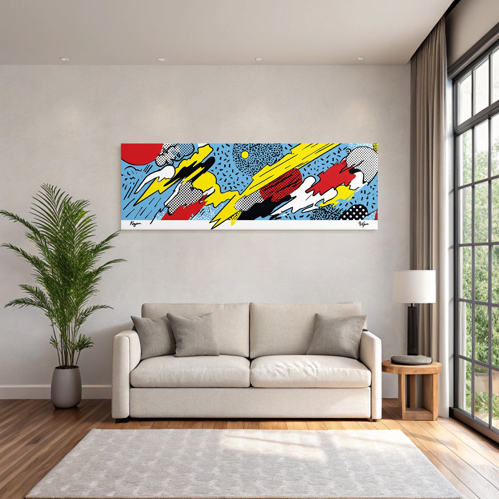 PopArt Farbenfrohes Abstraktes Kunstwerk Mit Elementen