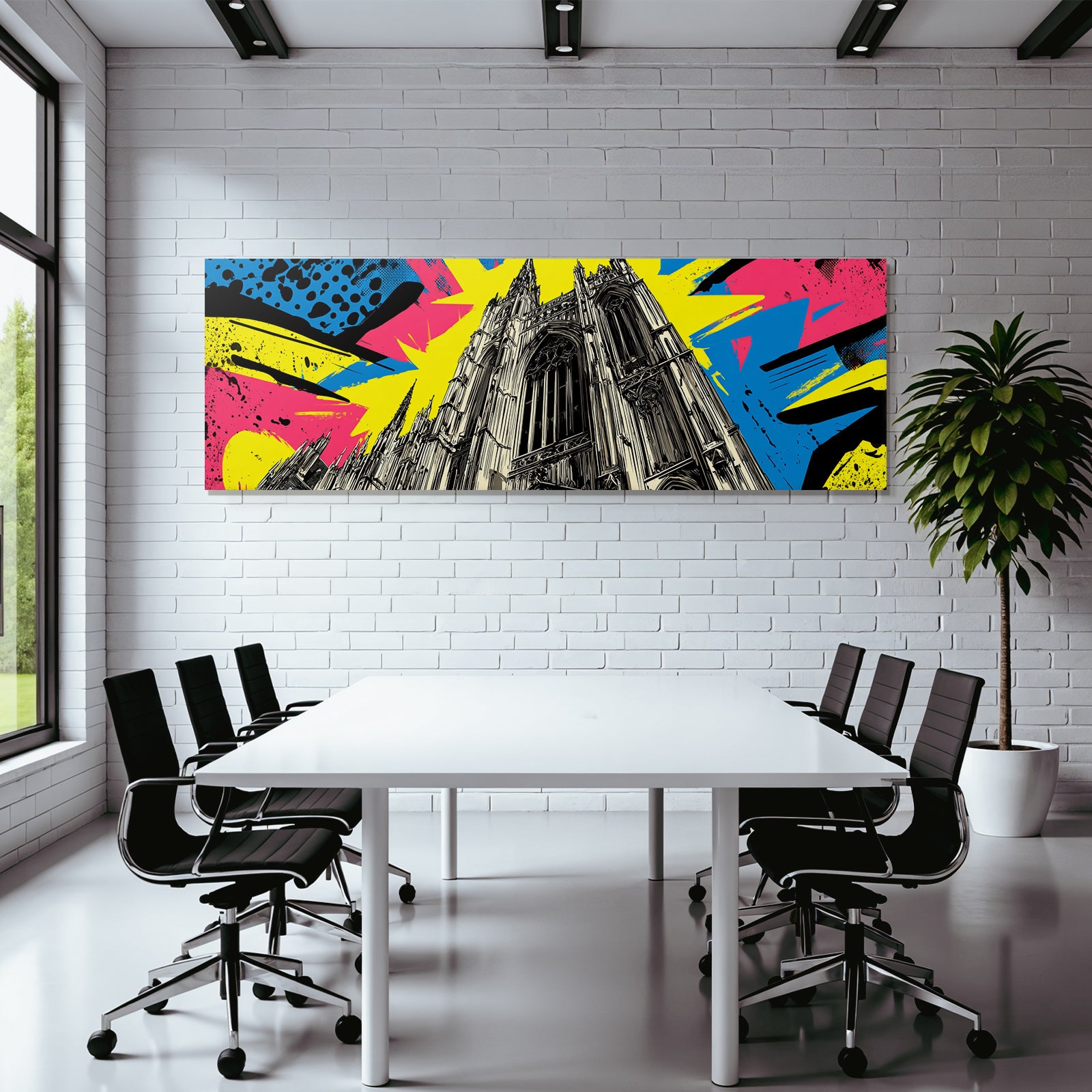 PopArt Gotische Kathedrale Mit Bunten Abstrakten Elementen