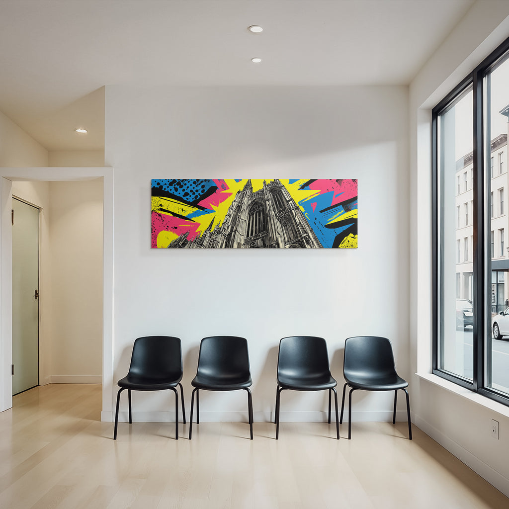 PopArt Gotische Kathedrale Mit Bunten Abstrakten Elementen