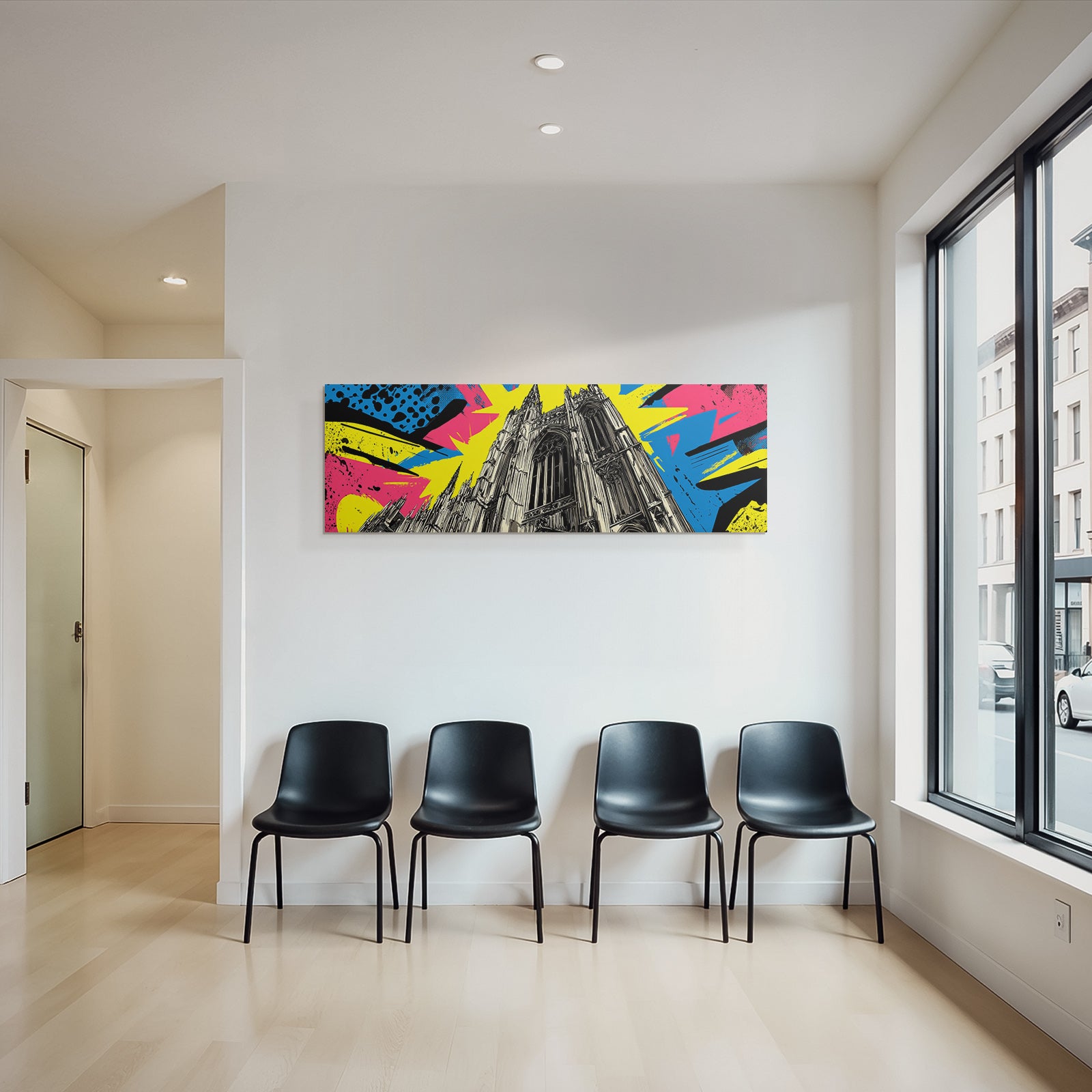 PopArt Gotische Kathedrale Mit Bunten Abstrakten Elementen