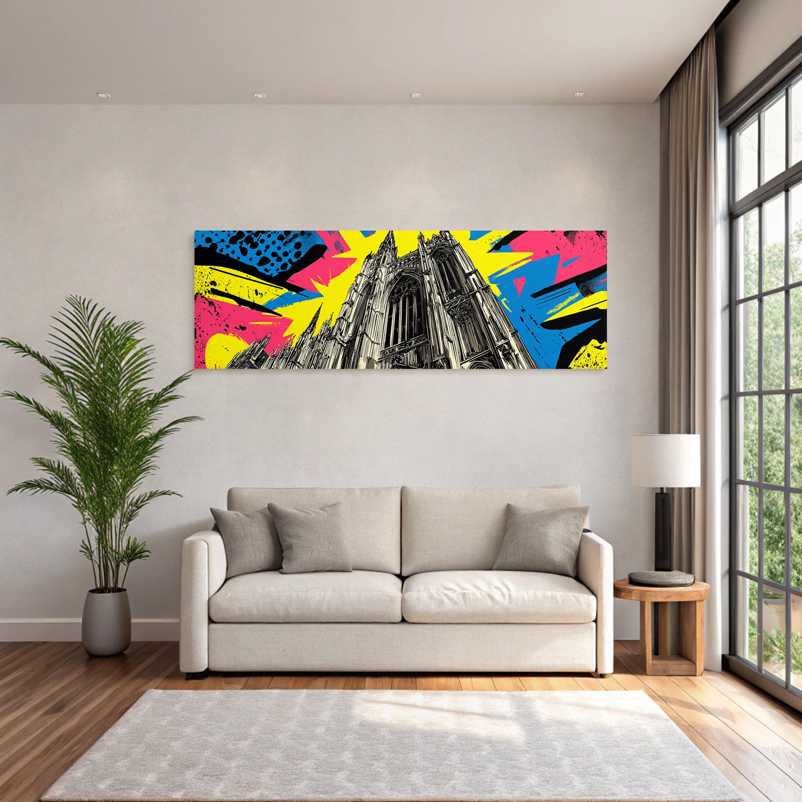 PopArt Gotische Kathedrale Mit Bunten Abstrakten Elementen