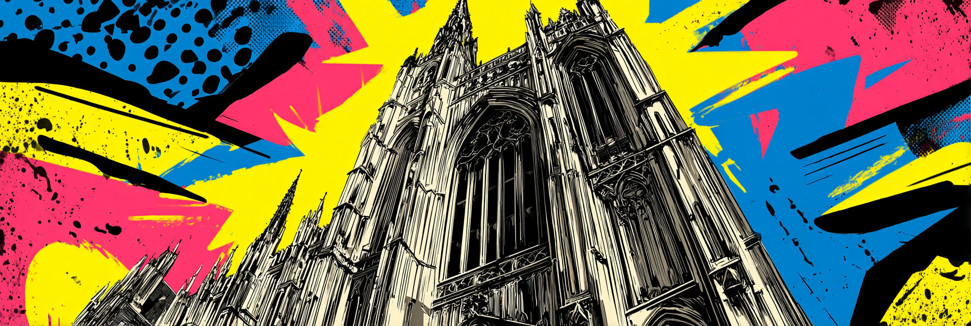 PopArt Gotische Kathedrale Mit Bunten Abstrakten Elementen | Pop Art | Stilrichtungen
