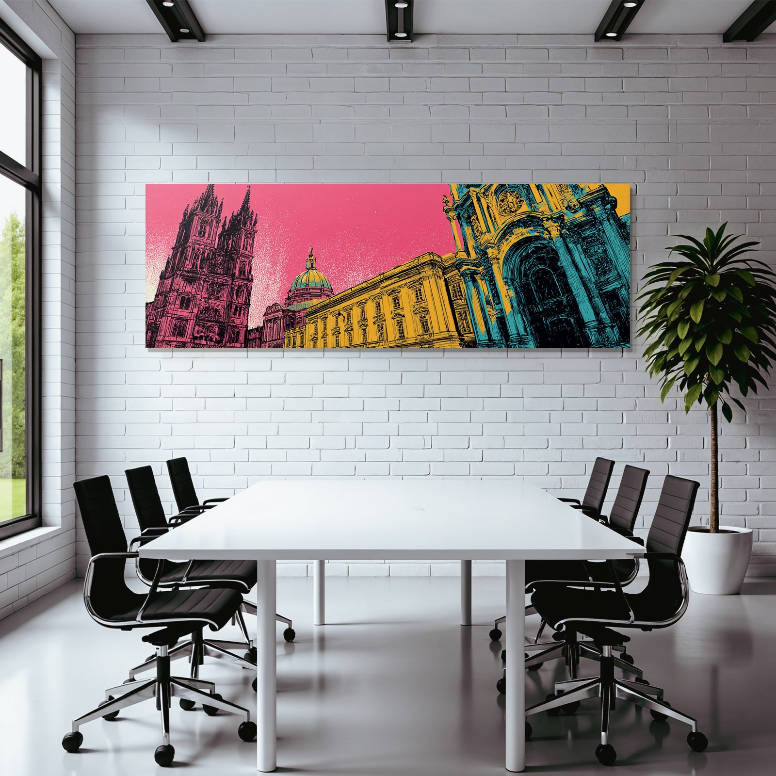PopArt Illustration Von Stadtarchitektur Mit Türme Und Kuppeln