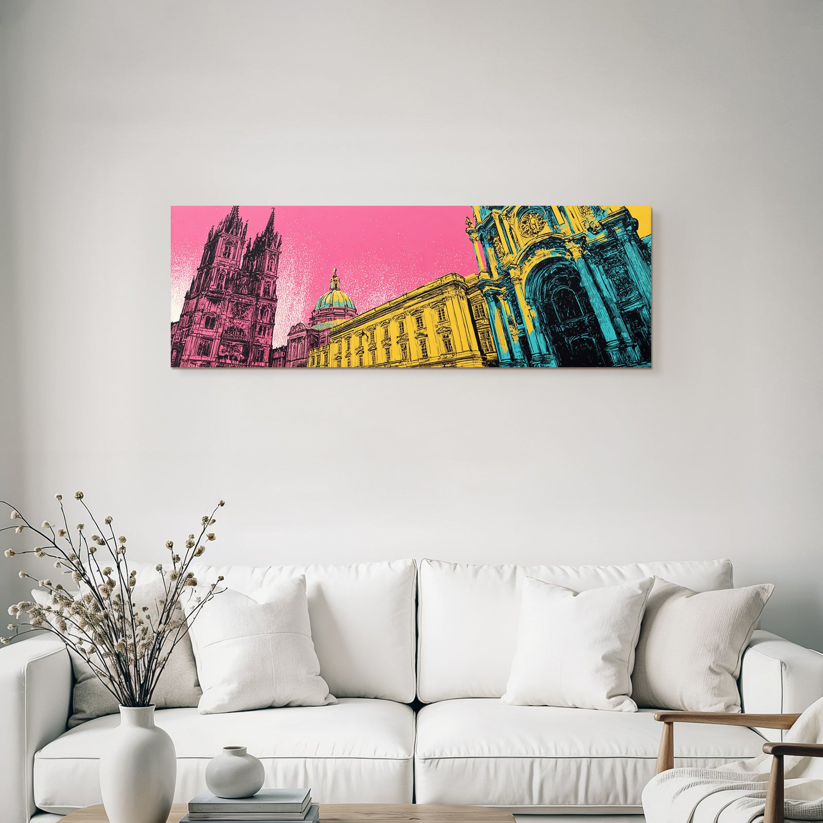 PopArt Illustration Von Stadtarchitektur Mit Türme Und Kuppeln