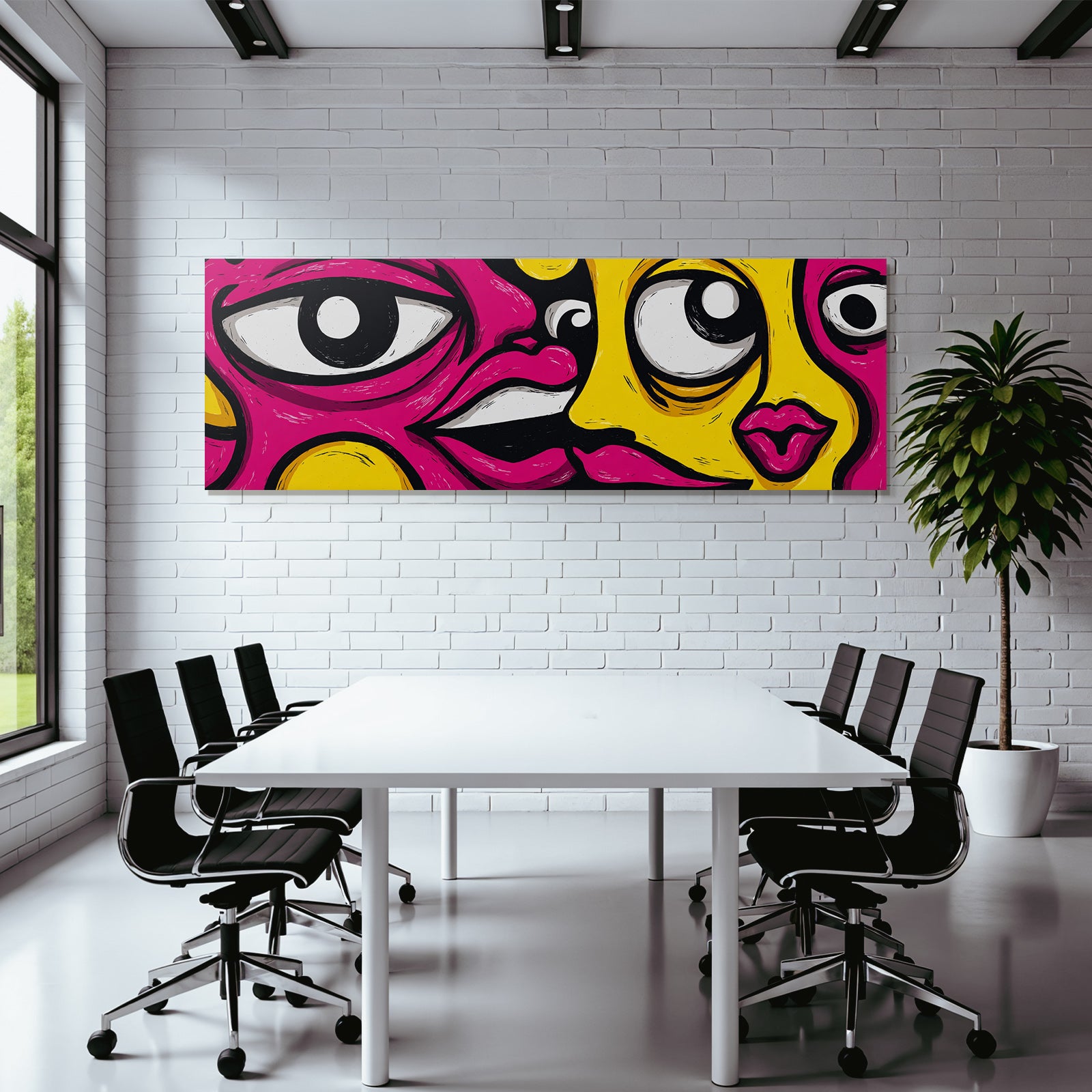 PopArt Lebendige Strassenkunst Abstrakte Gäsichter Mit Übertriebenen Augen Und Lippen
