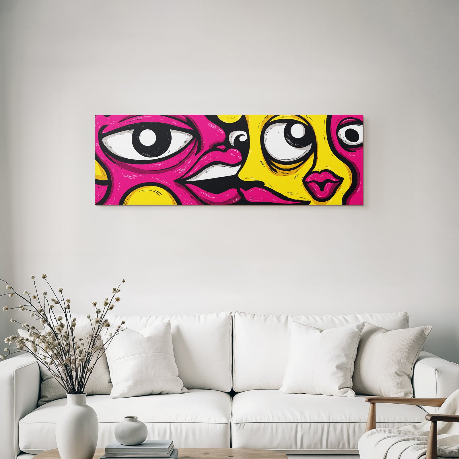 PopArt Lebendige Strassenkunst Abstrakte Gäsichter Mit Übertriebenen Augen Und Lippen