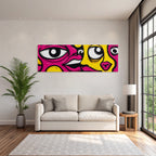 PopArt Lebendige Strassenkunst Abstrakte Gäsichter Mit Übertriebenen Augen Und Lippen
