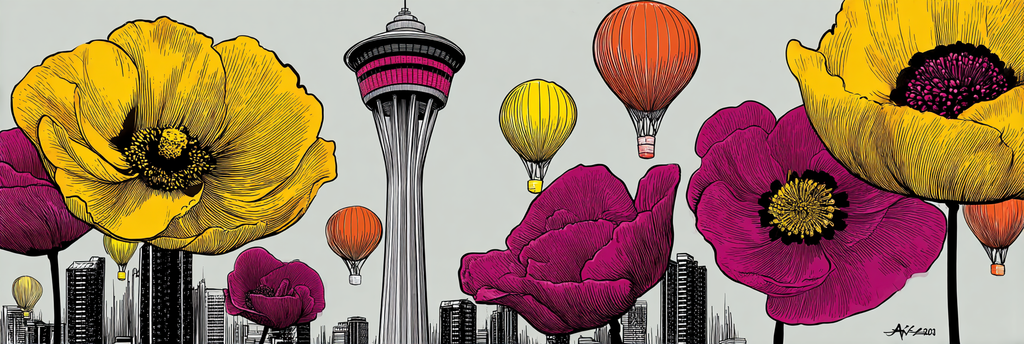 PopArt Lebendige Blumen Stadt Mit Heissluftballons | Pop Art | Stilrichtungen