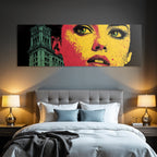PopArt Modernes Gesicht Mit Stadt Im Hintergrund