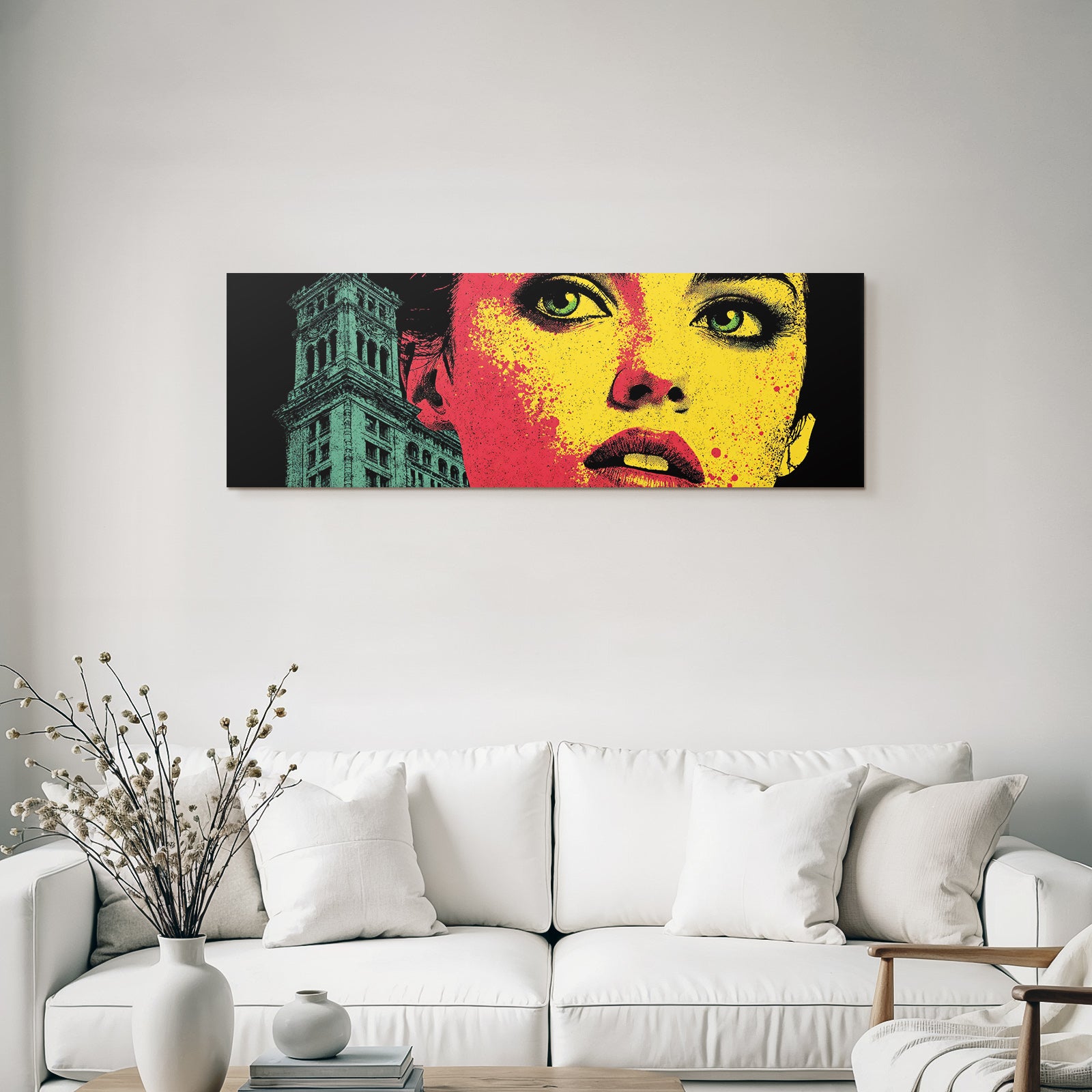 PopArt Modernes Gesicht Mit Stadt Im Hintergrund