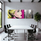 PopArt Popart Frau Und Realistische Stadtlandschaft