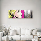 PopArt Popart Frau Und Realistische Stadtlandschaft