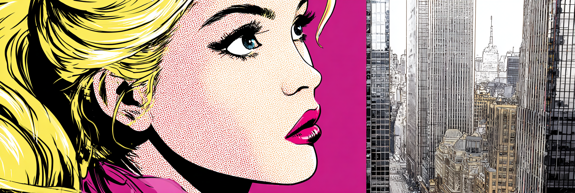 PopArt Popart Frau Und Realistische Stadtlandschaft | Pop Art | Stilrichtungen