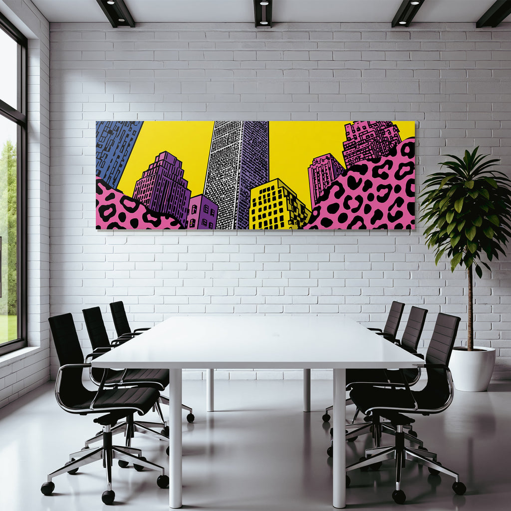 PopArt Stilisierte Skyline Mit Bunter Stadtansicht Im Popart Stil