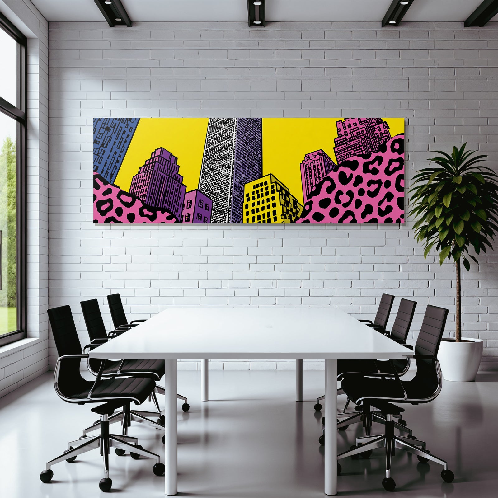 PopArt Stilisierte Skyline Mit Bunter Stadtansicht Im Popart Stil