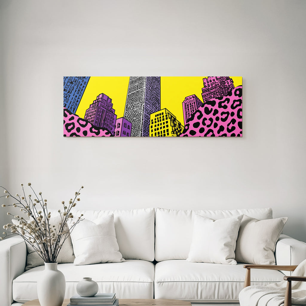 PopArt Stilisierte Skyline Mit Bunter Stadtansicht Im Popart Stil