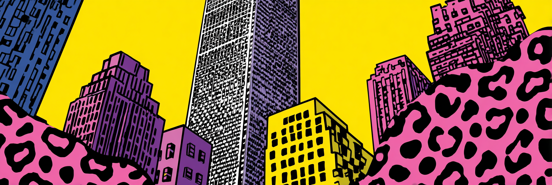 PopArt Stilisierte Skyline Mit Bunter Stadtansicht Im Popart Stil | Pop Art | Stilrichtungen