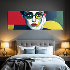 PopArt Stilisiertes Porträt Mit Bunten Elementen Und Überdimensionierten Brillen