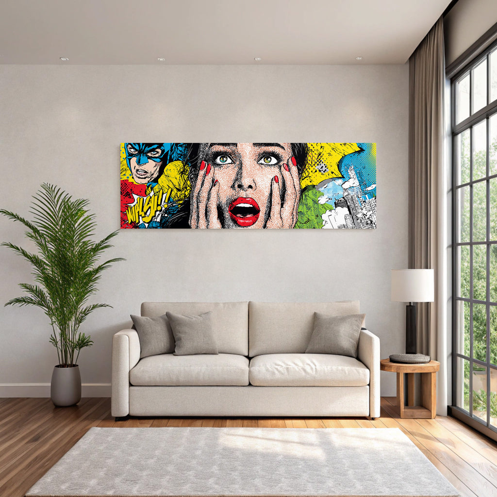 PopArt Superheldin Überraschung Comic Aktion