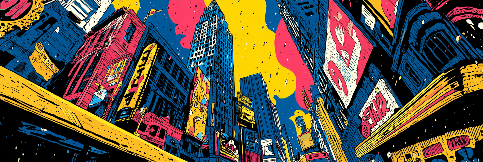 PopArt Urbanes Städtebild Comicstil Times Square Neonlichter | Pop Art | Stilrichtungen