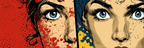 PopArt Zweigespaltetes Fraünporträt Rot Und Blaugelb | Pop Art | Stilrichtungen