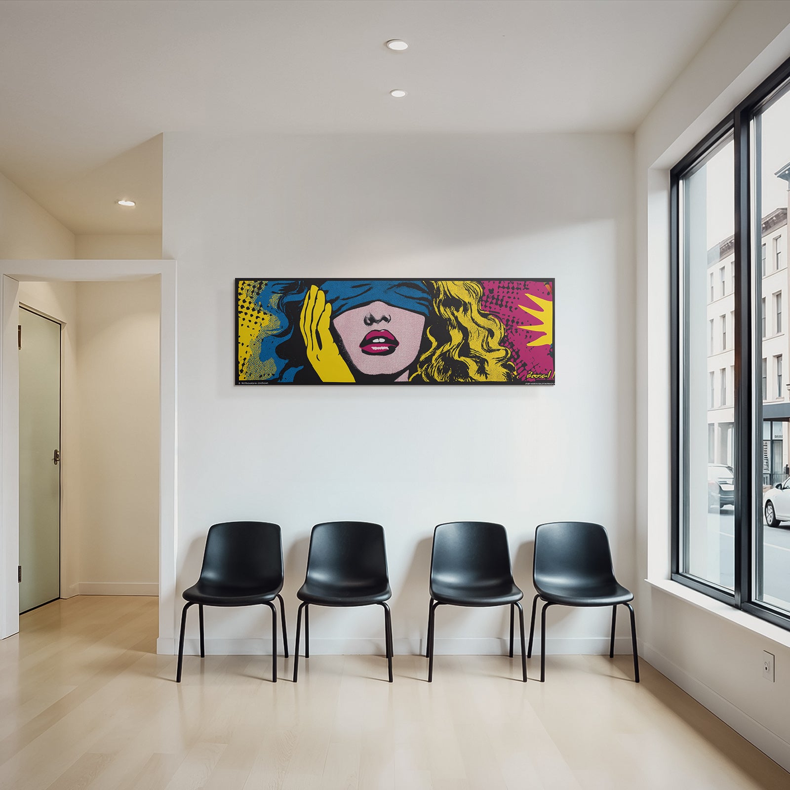 PopArt Frau Mit Verdeckten Augen