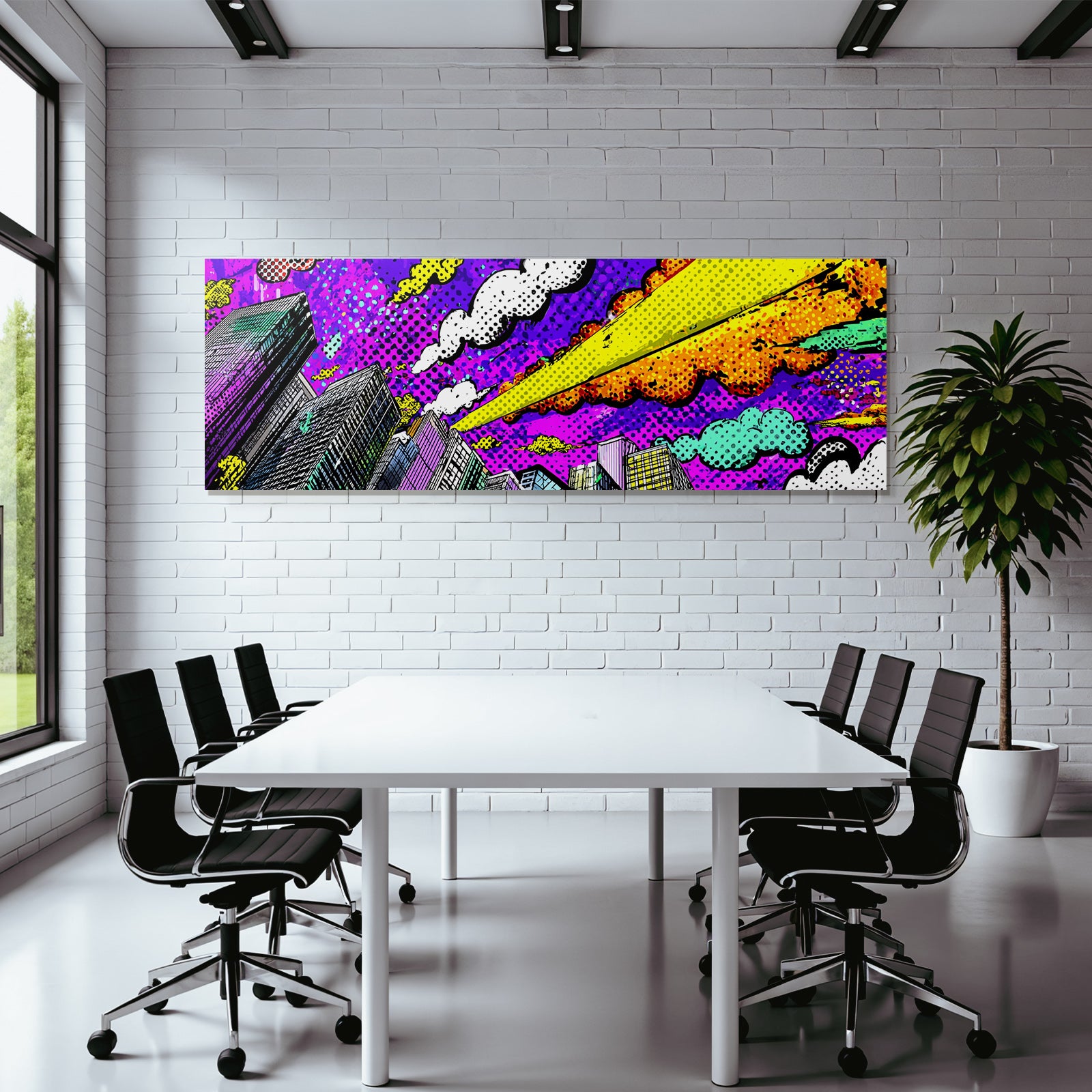 PopArt Stadtansicht Popart Stil Mit Dynamischen Wolken