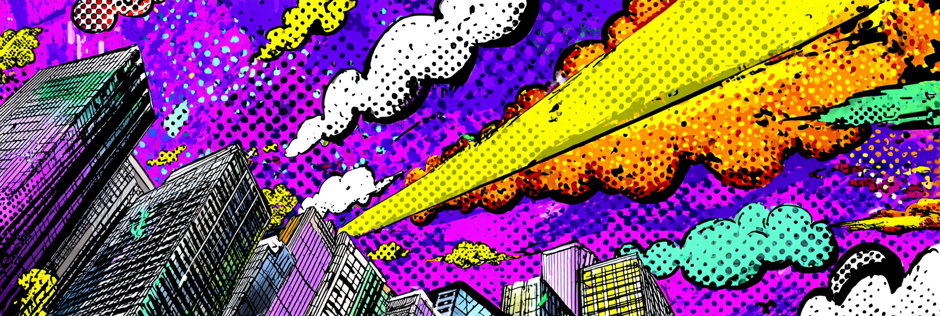 PopArt Stadtansicht Popart Stil Mit Dynamischen Wolken | Pop Art | Stilrichtungen