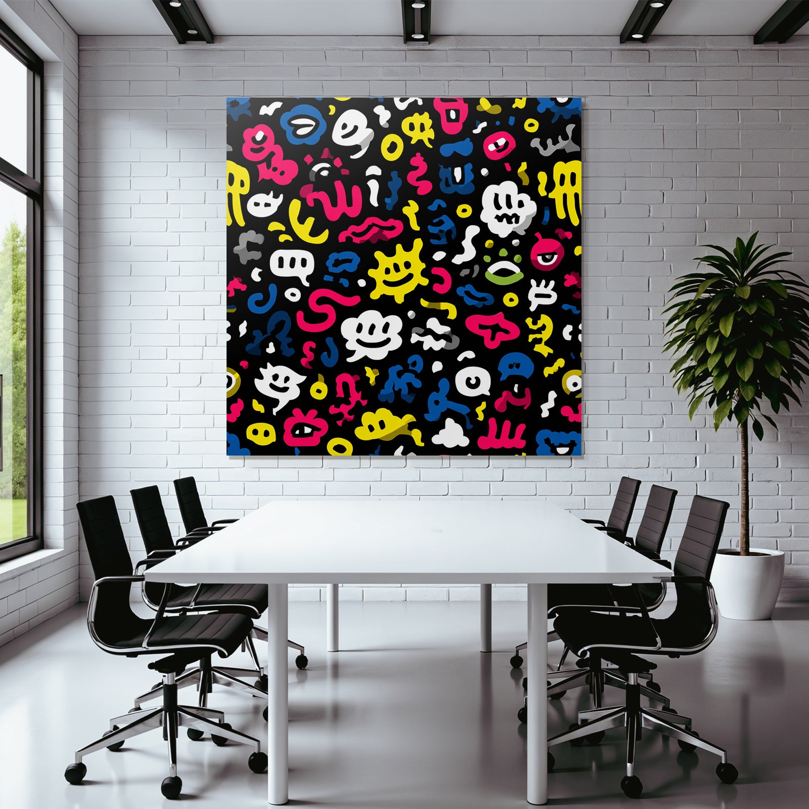 PopArt Abstraktes Muster Mit Bunten Skizzen Smileys Augen Und Sprechblasen