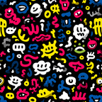 PopArt Abstraktes Muster Mit Bunten Skizzen Smileys Augen Und Sprechblasen | Pop Art | Stilrichtungen