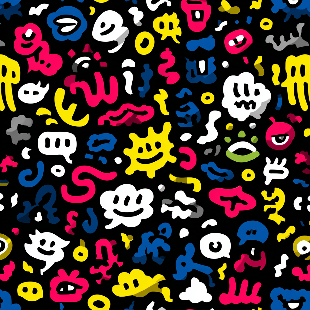 PopArt Abstraktes Muster Mit Bunten Skizzen Smileys Augen Und Sprechblasen | Pop Art | Stilrichtungen