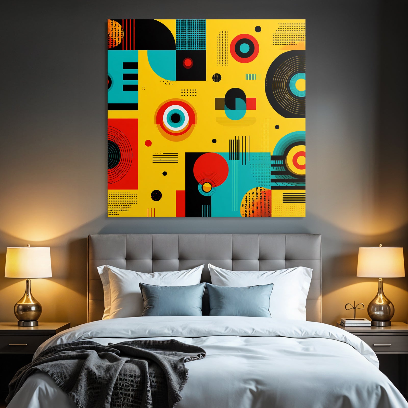 PopArt Abstraktes Muster Mit Geometrischen Formen Und Lebhafter Farben