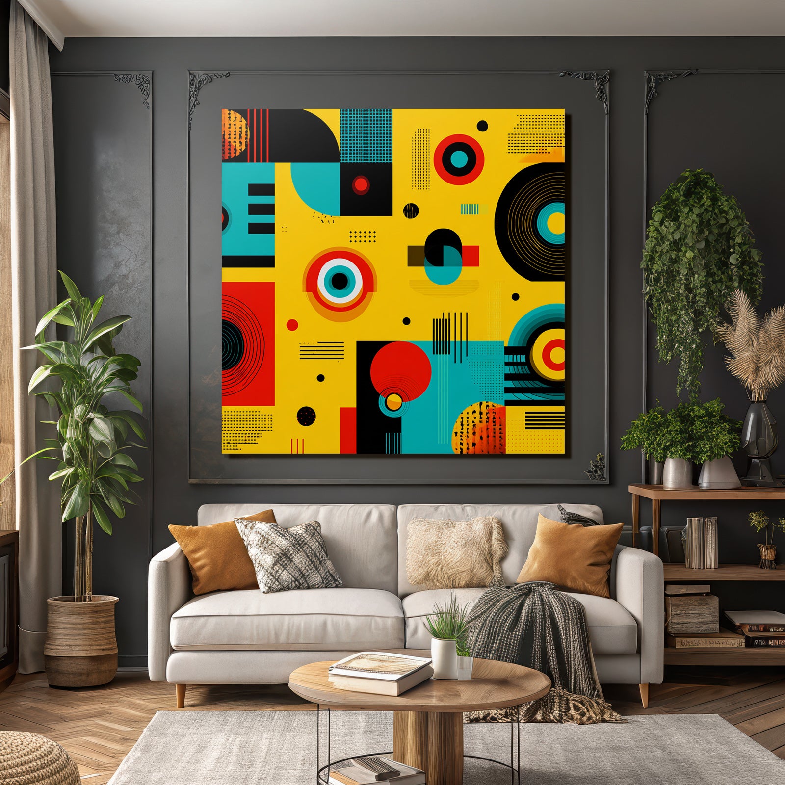 PopArt Abstraktes Muster Mit Geometrischen Formen Und Lebhafter Farben