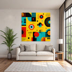 PopArt Abstraktes Muster Mit Geometrischen Formen Und Lebhafter Farben