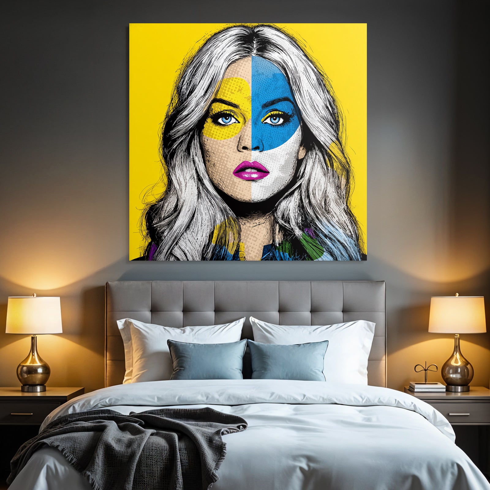 PopArt Bunte Frau Mit Leuchtender Gesichtsbemalung