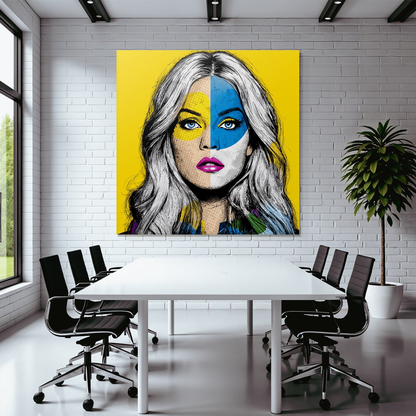 PopArt Bunte Frau Mit Leuchtender Gesichtsbemalung
