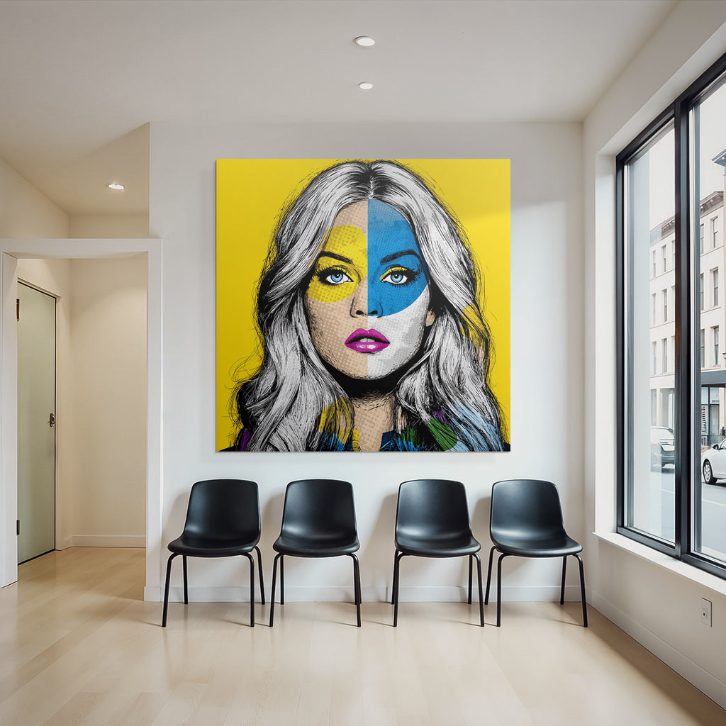 PopArt Bunte Frau Mit Leuchtender Gesichtsbemalung