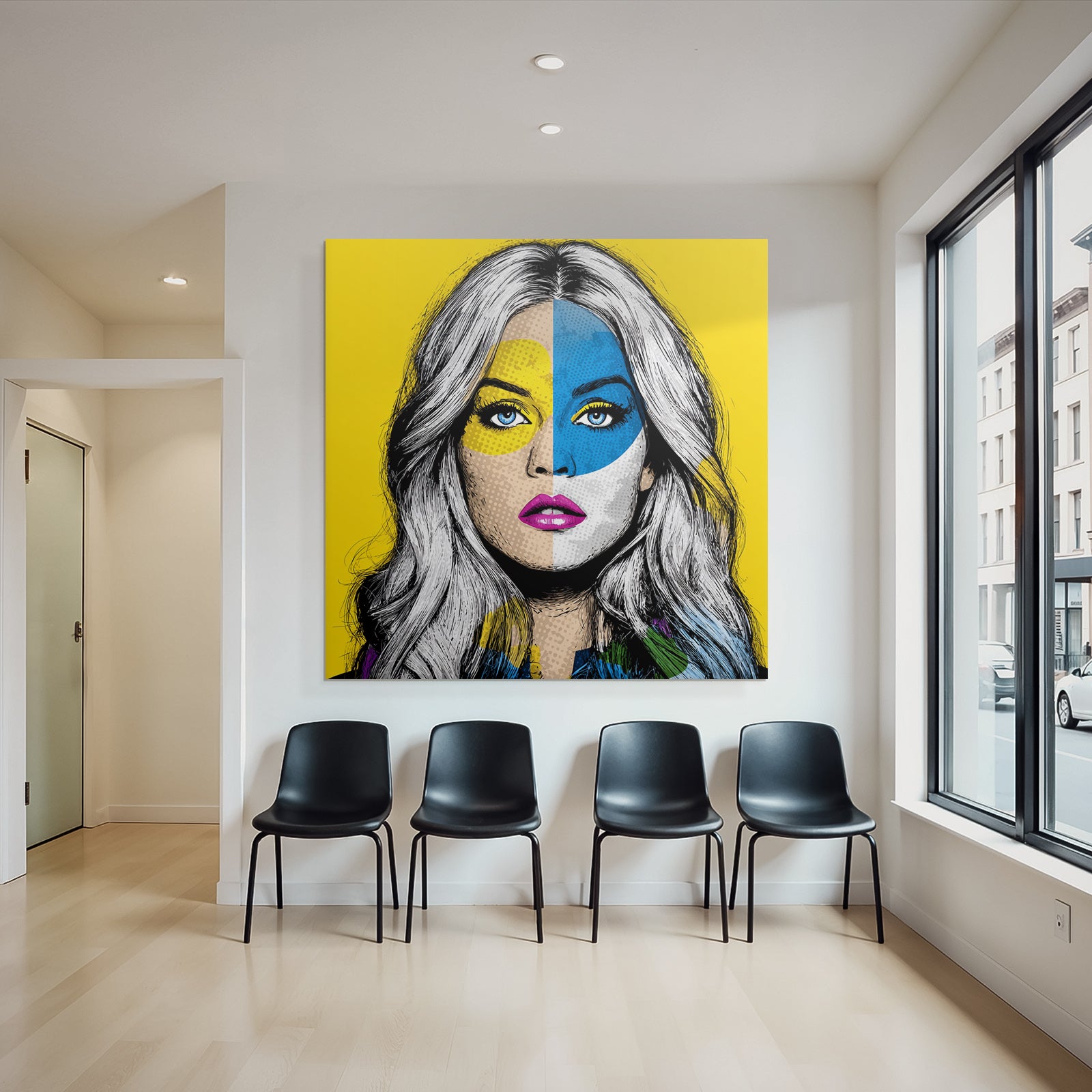 PopArt Bunte Frau Mit Leuchtender Gesichtsbemalung